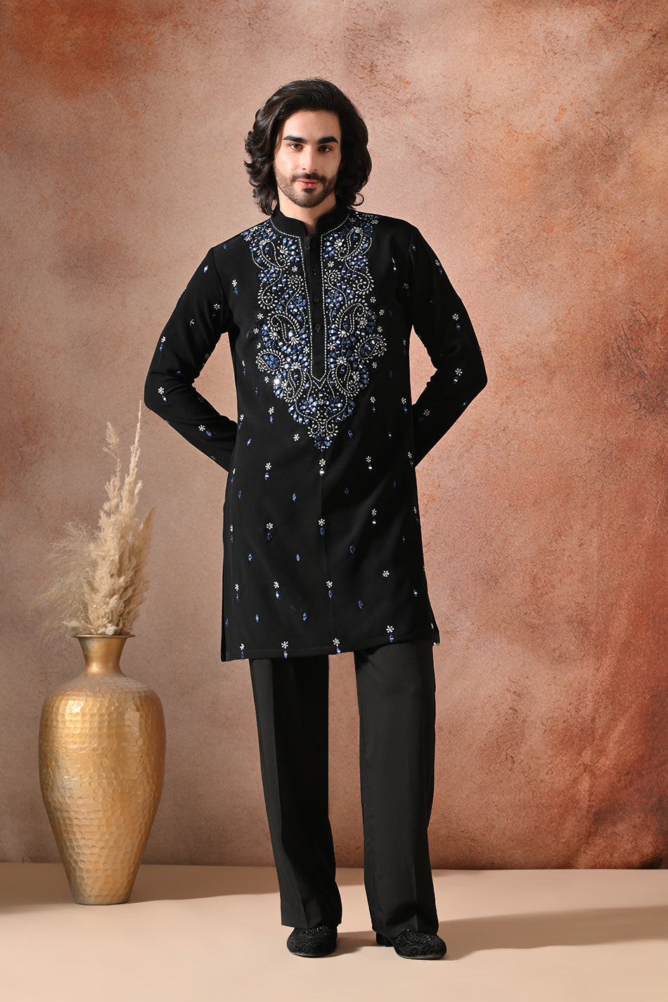 AZRAQ KURTA SET WITH FLOWY TROUSERS