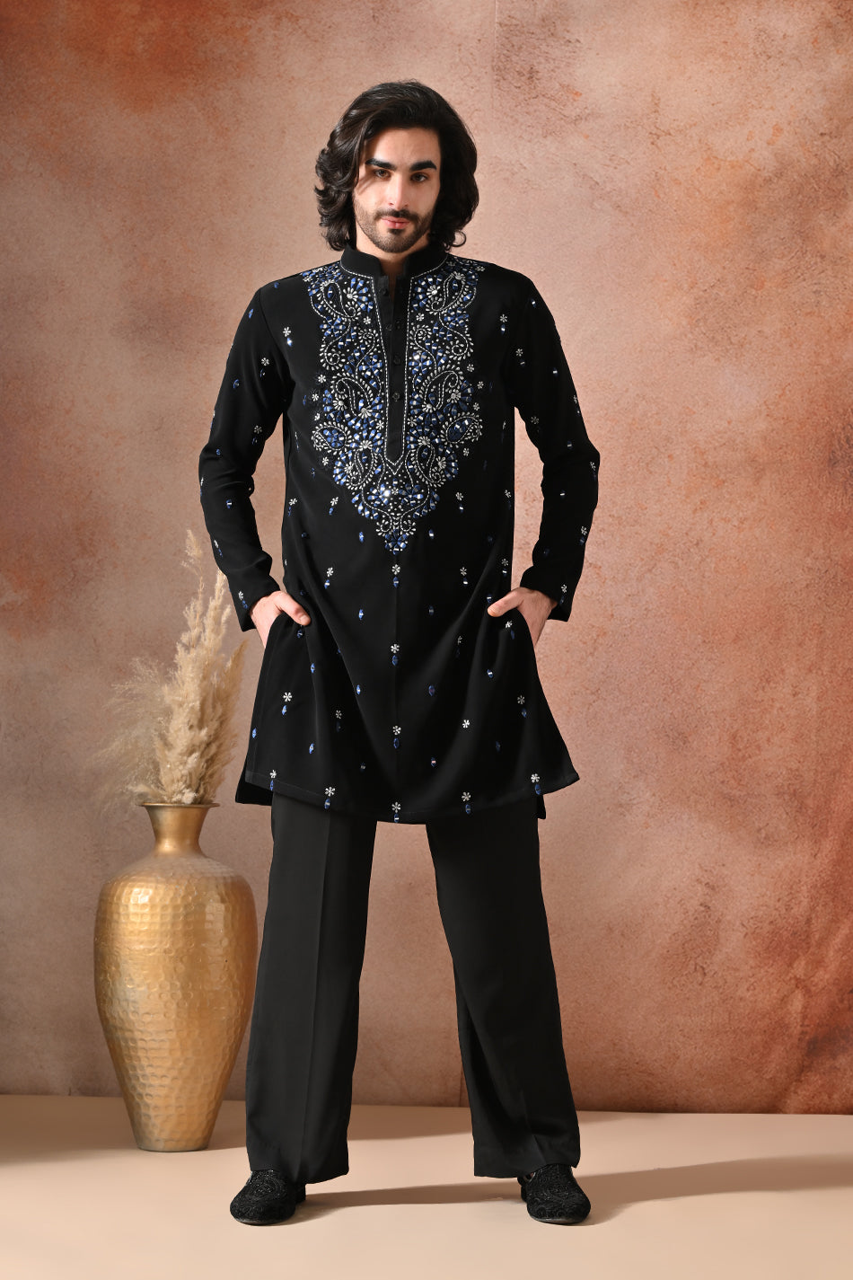 AZRAQ KURTA SET WITH FLOWY TROUSERS