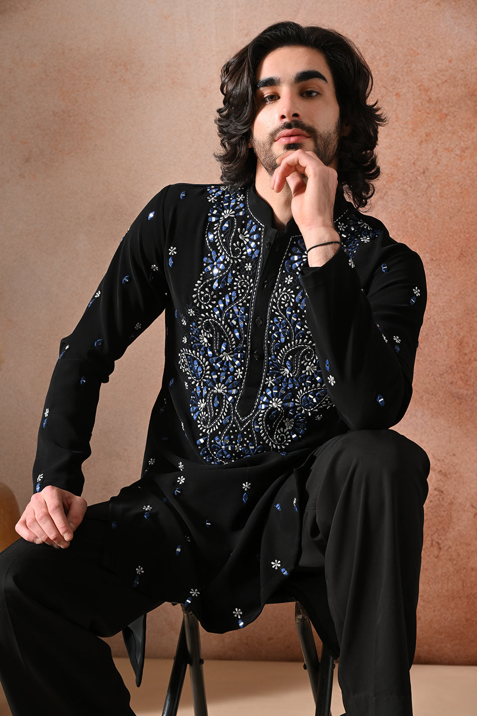 AZRAQ KURTA SET WITH FLOWY TROUSERS