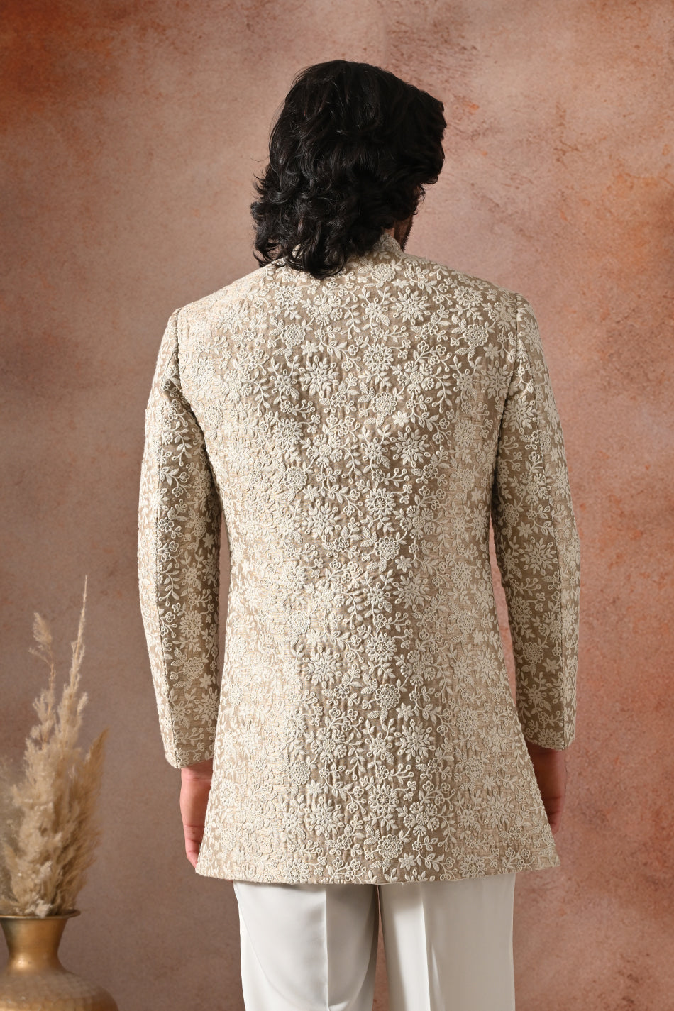 IVORY MEHRAB INDO WESTERN WITH FLOWY TROUSERS