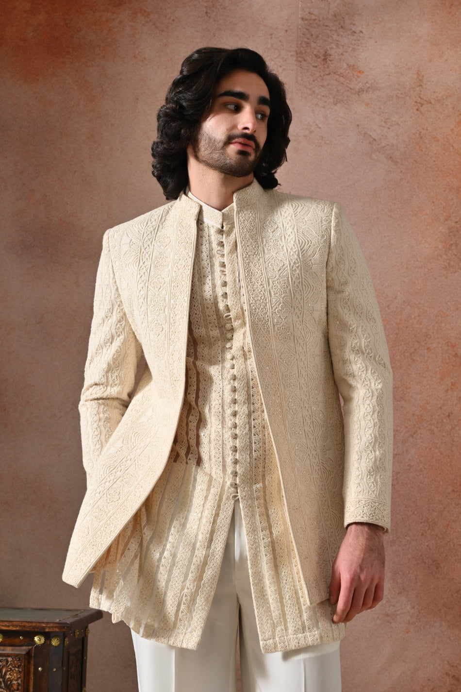 IVAAR SHRUG SET WITH KURTA & TROUSERS