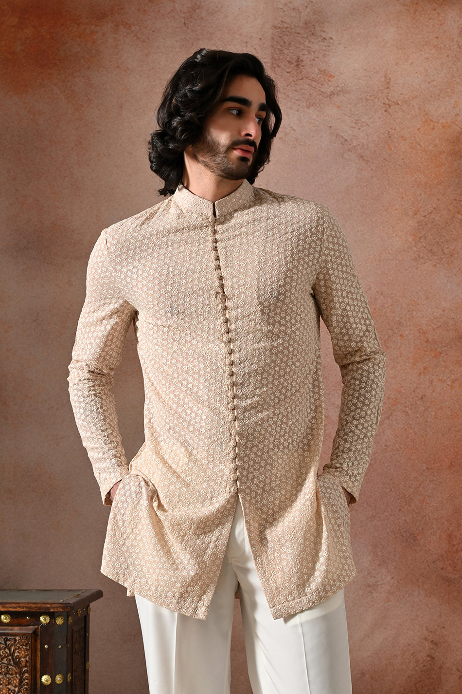 AFSHAAN SHRUG SET WITH KURTA & TROUSERS