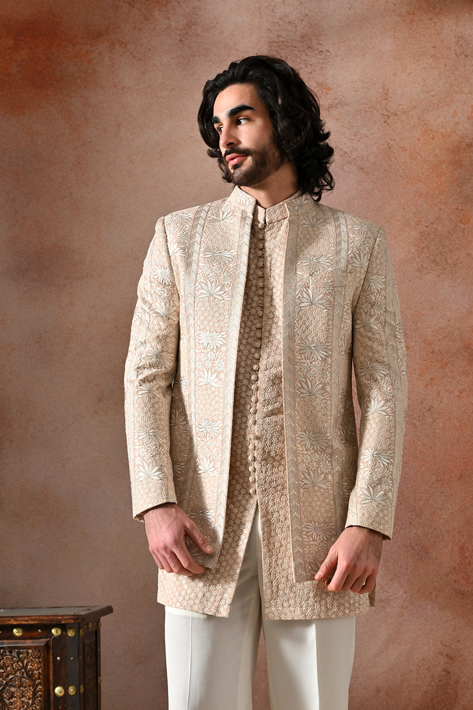 AFSHAAN SHRUG SET WITH KURTA & TROUSERS
