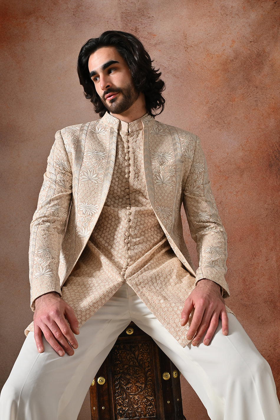 AFSHAAN SHRUG SET WITH KURTA & TROUSERS