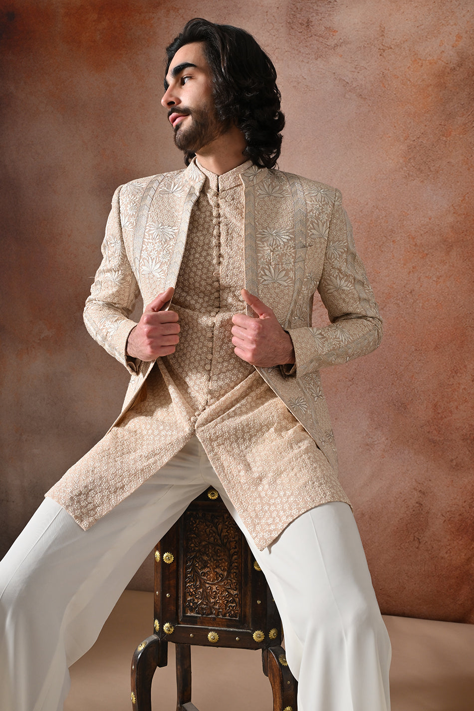 AFSHAAN SHRUG SET WITH KURTA & TROUSERS