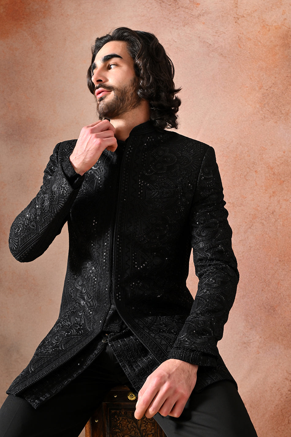 MEHRAAB SHRUG SET WITH KURTA & TROUSERS