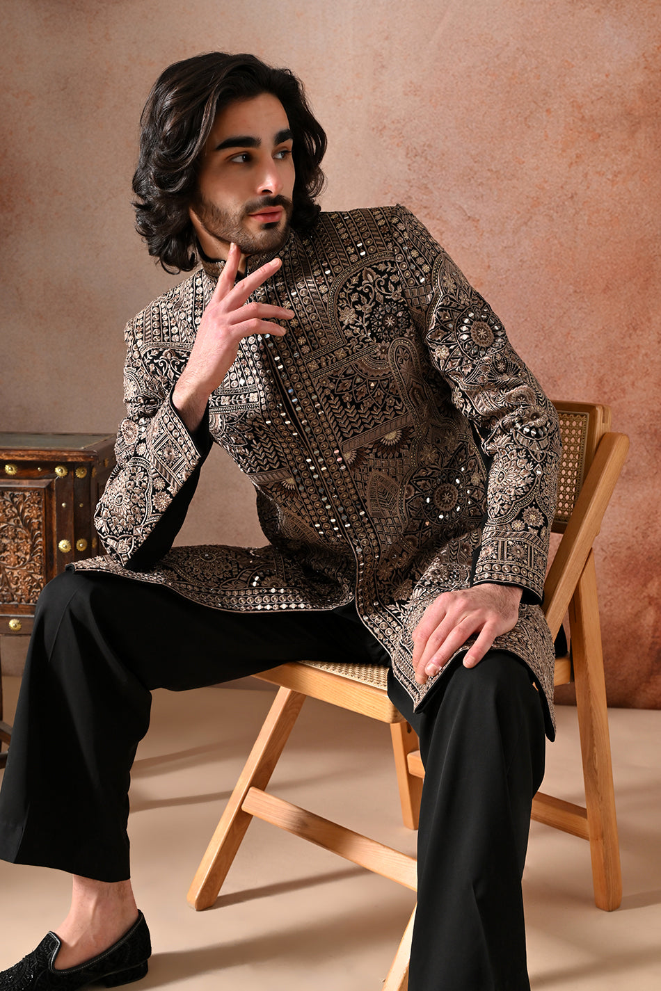 MEHRAAB MIRROR INDOWESTERN WITH TROUSERS