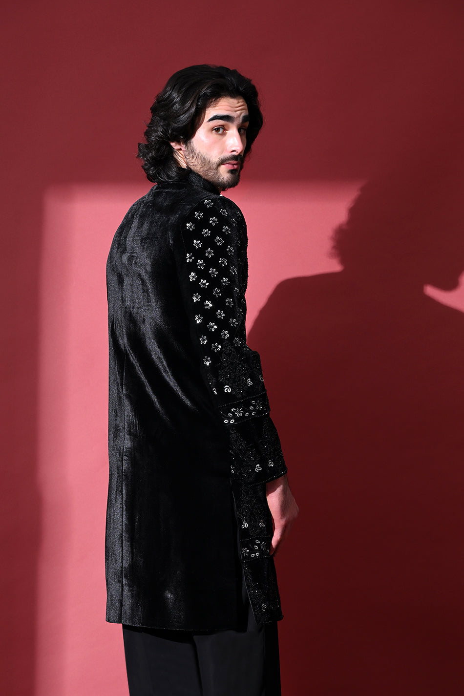 NOIR SHELL VELVET INDOWESTERN WITH TROUSERS