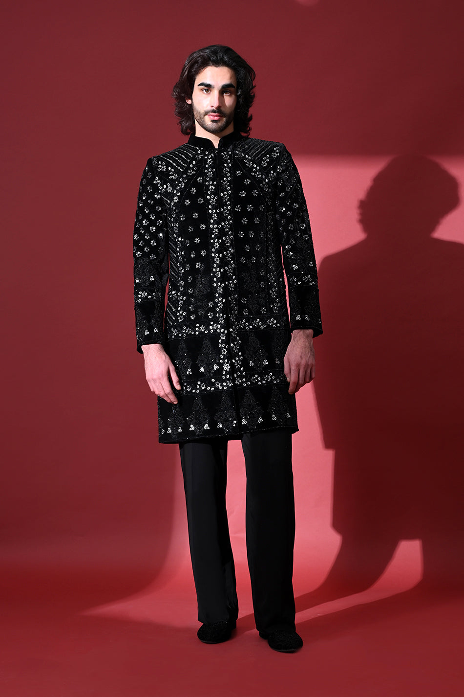 NOIR SHELL VELVET INDOWESTERN WITH TROUSERS