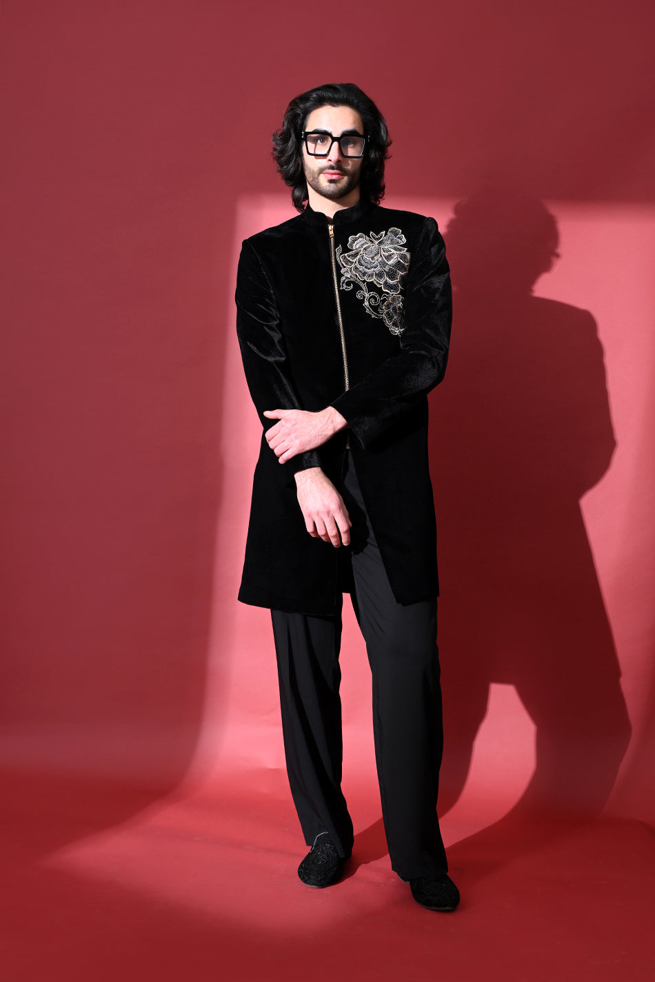 NOIR BLOOM INDO WESTERN WITH TROUSERS