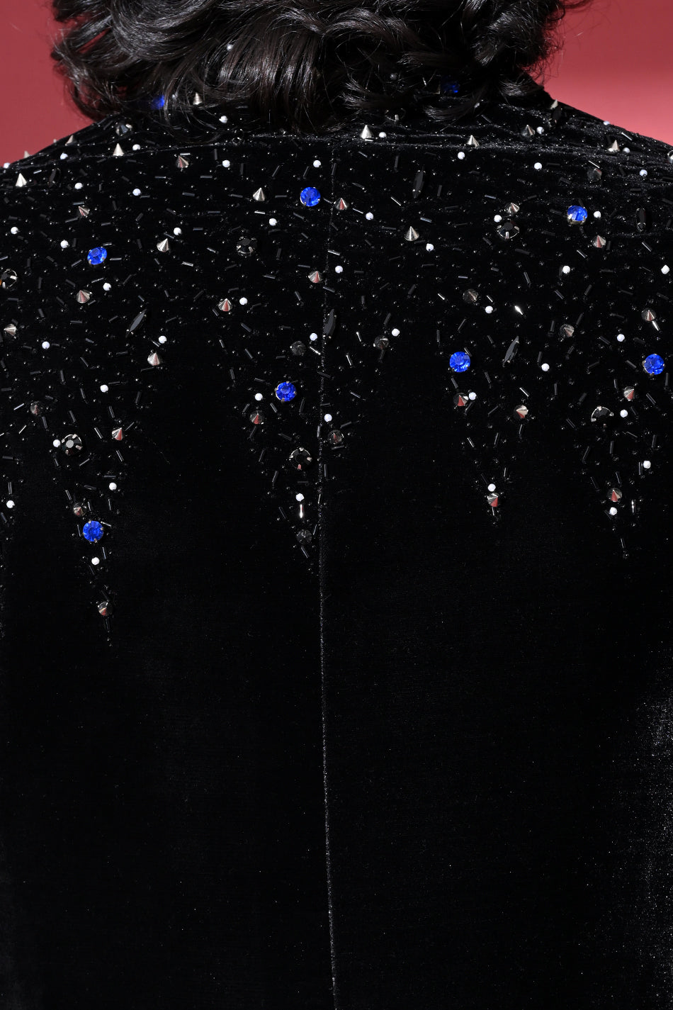 CELESTIAL SPIKE EMBELLISHED VELVET BLAZER WITH TROUSERS