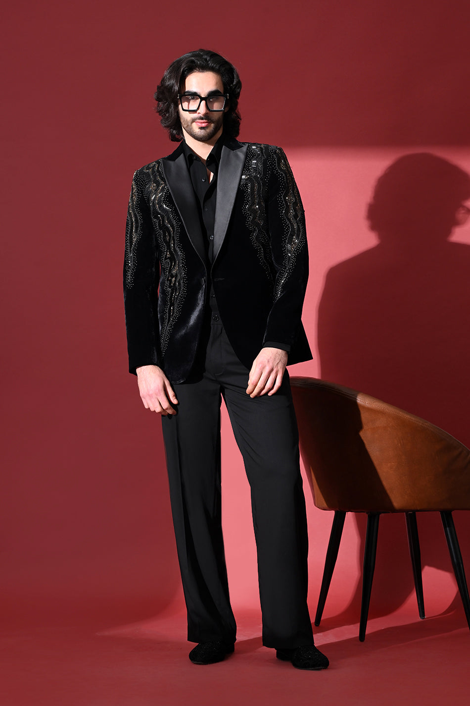 OBSIDIAN WAVE VELVET TUXEDO WITH TROUSERS