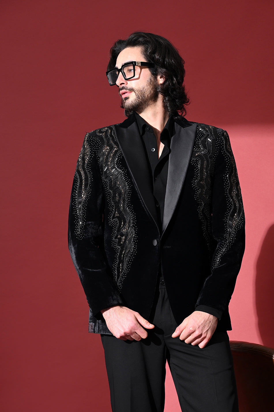 OBSIDIAN WAVE VELVET TUXEDO WITH TROUSERS