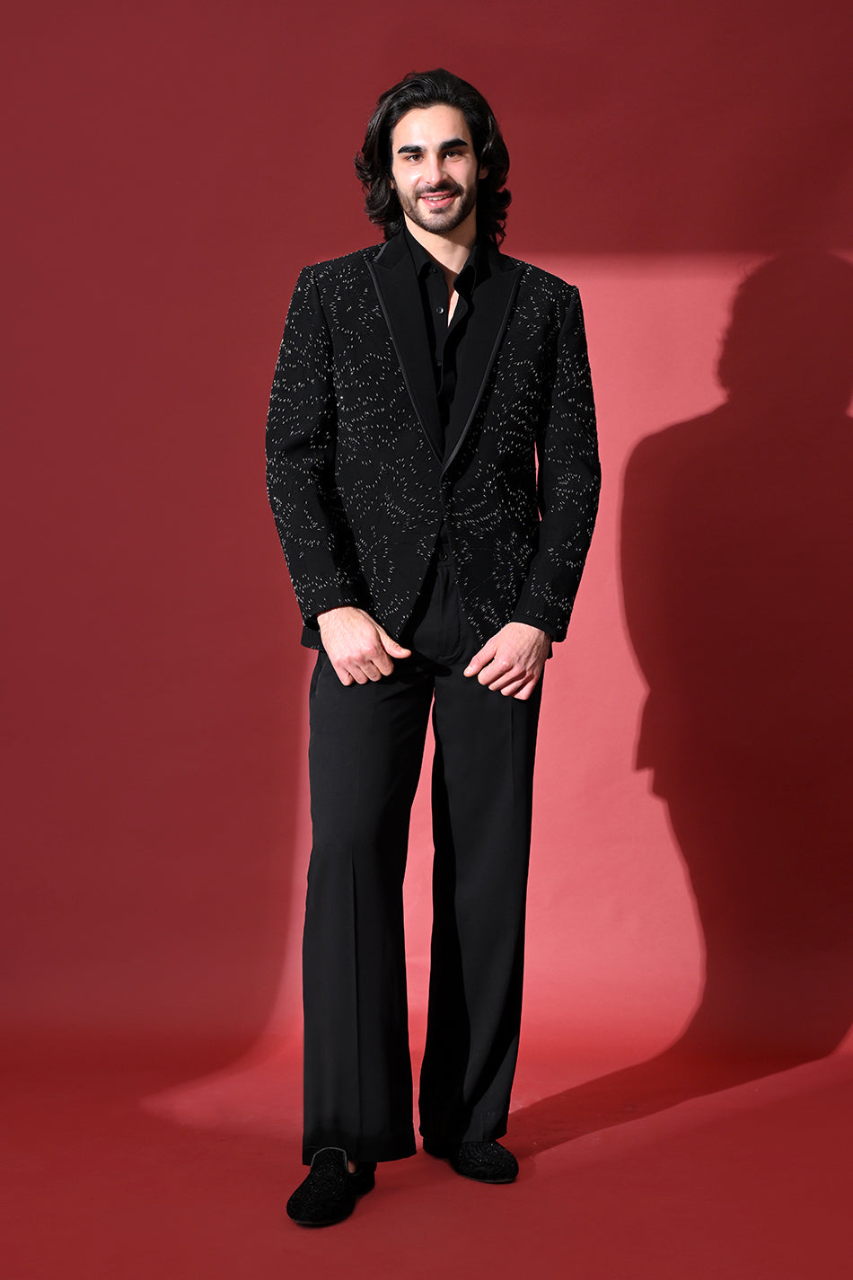 STELLAR NOIR TUXEDO BLAZER WITH TROUSERS
