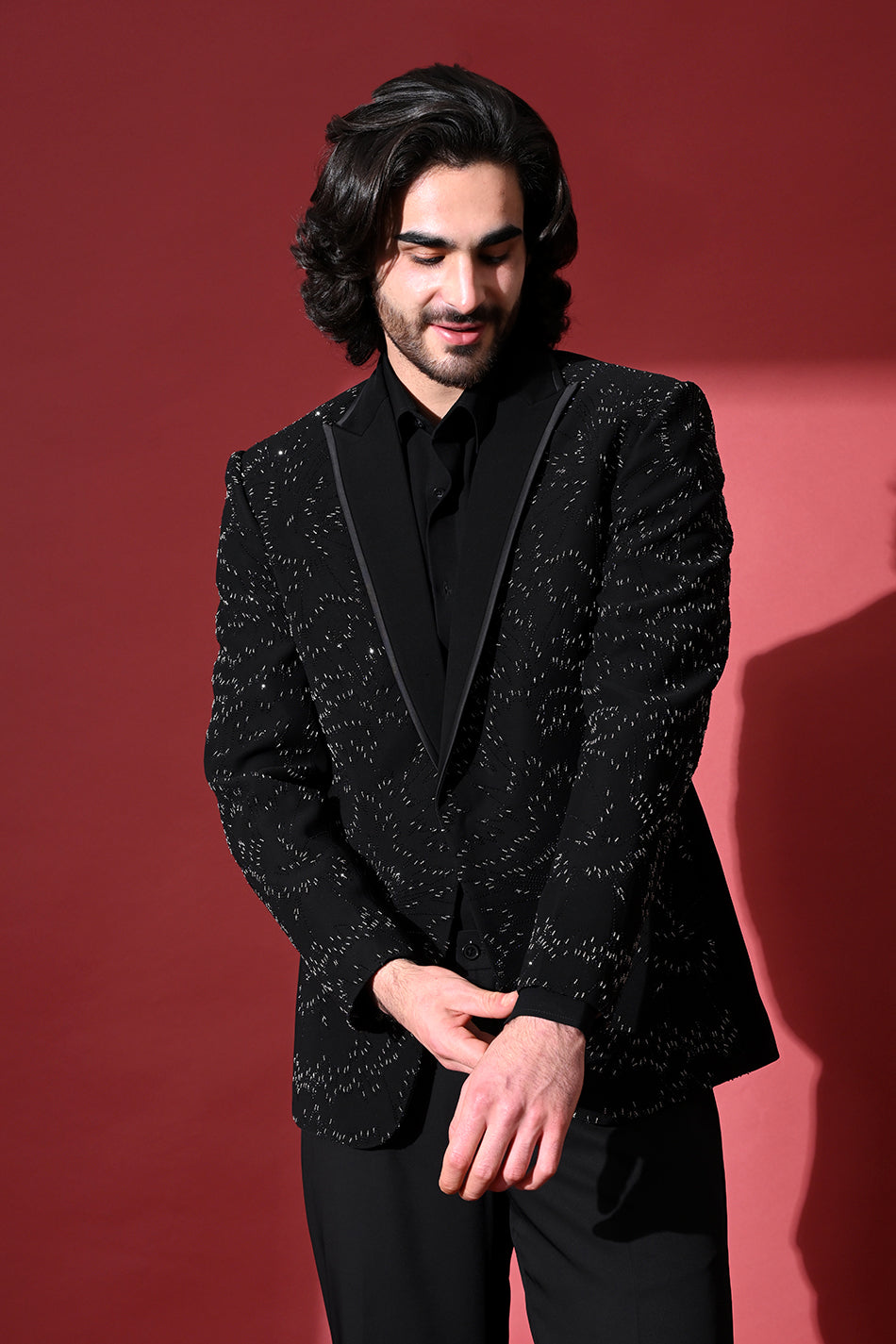 STELLAR NOIR TUXEDO BLAZER WITH TROUSERS