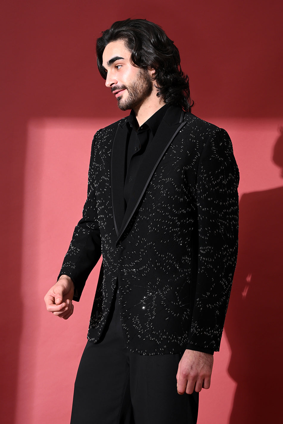 STELLAR NOIR TUXEDO BLAZER WITH TROUSERS